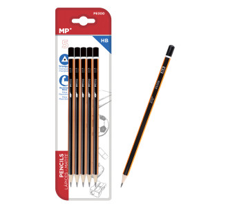 MP ξύλινο μολύβι PE300, τρίγωνο, HB, 5τμχ
