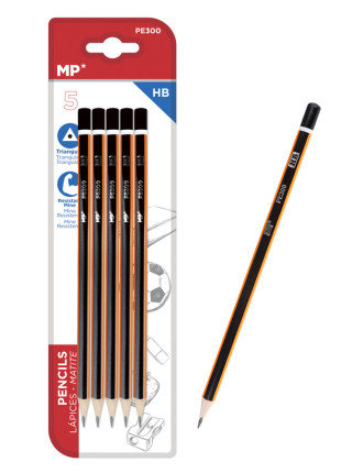MP ξύλινο μολύβι PE300, τρίγωνο, HB, 5τμχ MP ξύλινο μολύβι PE300, τρίγωνο, HB, 5τμχ