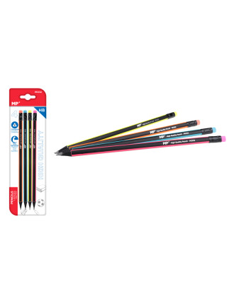 MP ξύλινο μολύβι με γόμα PE332, τρίγωνο, HB, 4τμχ MP ξύλινο μολύβι με γόμα PE332, τρίγωνο, HB, 4τμχ