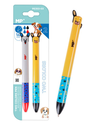 MP παιδικό στυλό 2x χρωμάτων PE353-03, 1mm μύτη, μπλε-μαύρο/κόκκινο, 2τμχ