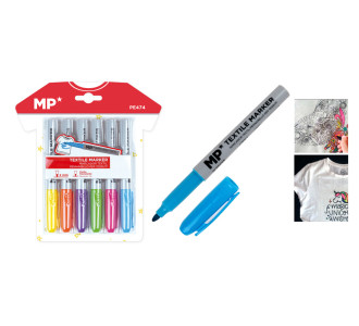 MP σετ μαρκαδόρων για ρούχα PE474, 2mm, 6 χρώματα