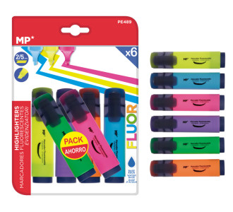 MP μαρκαδόρος υπογράμμισης PE489, πάχος μύτης 2-5mm, 6 χρώματα