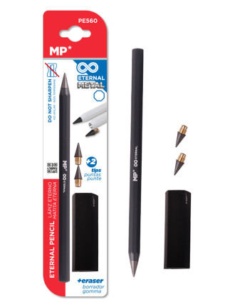 MP eternal μεταλλικό μολύβι PE560 με γόμα & 2x ανταλλακτικές μύτες, μαύρο