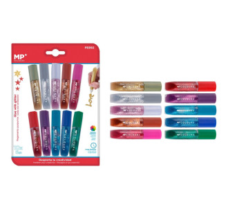 MP σετ χρωματιστές κόλλες με glitter PE892, 10τμχ