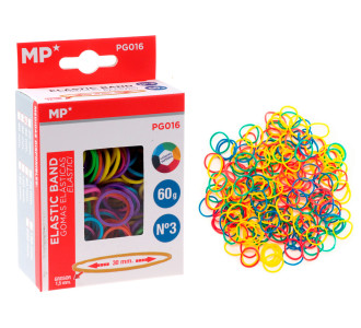 MP λαστιχάκια συσκευασίας PG016, No3, 1.5x30mm, 60g, χρωματιστά MP λαστιχάκια συσκευασίας PG016, No3, 1.5x30mm, 60g, χρωματιστά