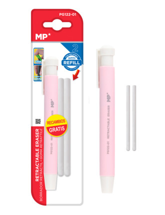 MP μηχανική γόμα για μολύβι PG122-01 με 2x ανταλλακτικά, ροζ