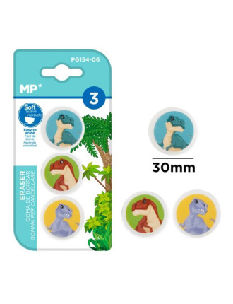 MP γόμα για μολύβι δεινόσαυροι PG154-06, 3τμχ MP γόμα για μολύβι δεινόσαυροι PG154-06, 3τμχ