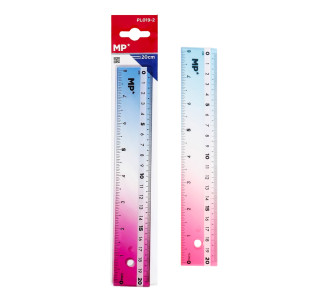 MP πλαστικός χάρακας PL019-2, 8"/20cm, διάφανος/πολύχρωμος