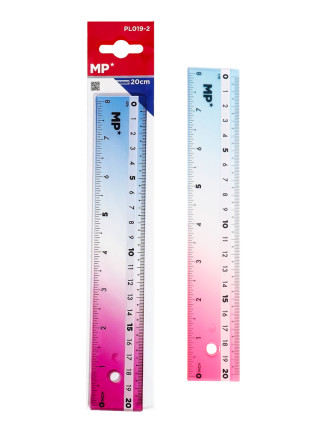 MP πλαστικός χάρακας PL019-2, 8"/20cm, διάφανος/πολύχρωμος