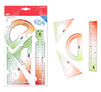 MP σετ πλαστικοί χάρακες PL020-1, διάφανοι/πολύχρωμοι, 4τμχ