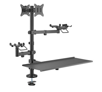 BRATECK βάση γραφείου για 2x οθόνες PMM-02LD, 17-32", με θέση για POS/printer/scanner/πληκτρολόγιο