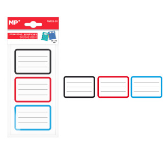 MP αυτοκόλλητες ετικέτες τετραδίων PN125-01, 65x45mm, 3 χρώματα, 24τμχ