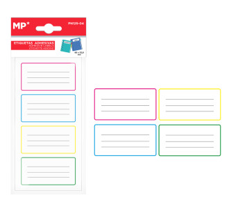 MP αυτοκόλλητες ετικέτες τετραδίων PN125-04, 65x32.6mm, 4 χρώματα, 24τμχ