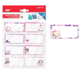 MP αυτοκόλλητες ετικέτες τετραδίων PN125-105, 65x32mm, 8 σχέδια, 16τμχ