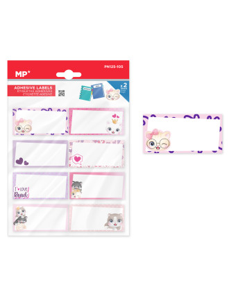 MP αυτοκόλλητες ετικέτες τετραδίων PN125-105, 65x32mm, 8 σχέδια, 16τμχ