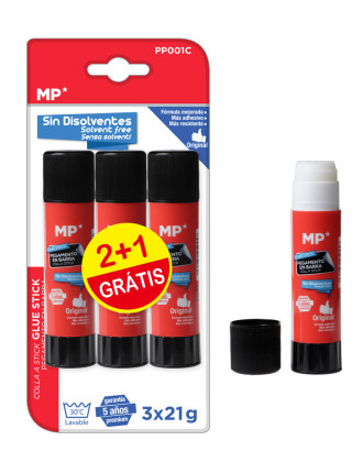 MP κόλλα στικ PP001C, διάφανη, 21g, 3τμχ