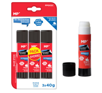 MP κόλλα στικ PP002C, διάφανη, 40g, 3τμχ