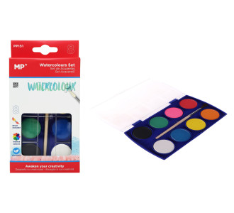 MP σετ νερομπογιές PP151 με πινέλο & κασετίνα, 8 χρώματα