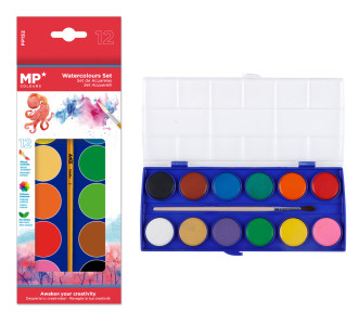 MP σετ νερομπογιές PP152, κασετίνα, 12 χρώματα