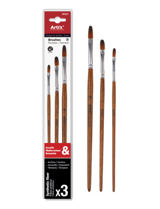 ARTIX PAINTS σετ πινέλων ζωγραφικής PP231, καφέ, 3τμχ