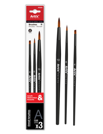 ARTIX PAINTS σετ πινέλων ζωγραφικής PP280, μαύρο, 3τμχ