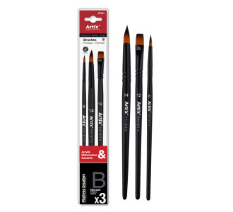 ARTIX PAINTS σετ πινέλων ζωγραφικής PP281, μαύρο, 3τμχ