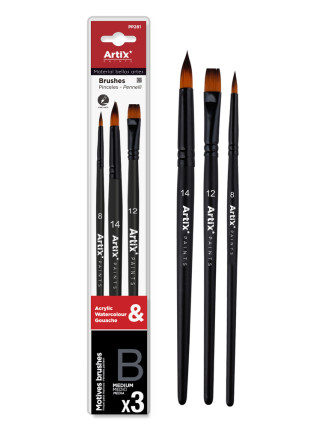 ARTIX PAINTS σετ πινέλων ζωγραφικής PP281, μαύρο, 3τμχ