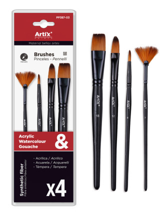 ARTIX PAINTS σετ πινέλων ζωγραφικής PP387-03, μαύρο, 4τμχ