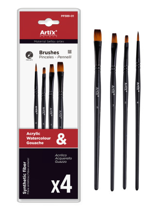 ARTIX PAINTS σετ πινέλων ζωγραφικής PP389-01, μαύρο, 4τμχ