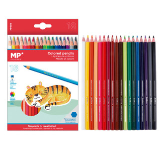 MP χρωματιστές ξυλομπογιές PP803, 18τμχ