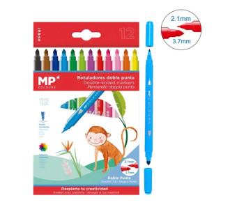 MP σετ χρωματιστών μαρκαδόρων με διπλή μύτη 2.1 & 3.7mm PP861, 12τμχ