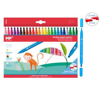 MP σετ χρωματιστών μαρκαδόρων με διπλή μύτη 2.1 & 3.7mm PP862, 24τμχ