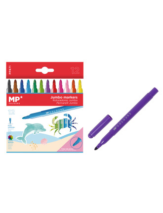 MP σετ χρωματιστών μαρκαδόρων Jumbo με χοντρή μύτη PP871, 12μχ MP σετ χρωματιστών μαρκαδόρων Jumbo με χοντρή μύτη PP871, 12μχ