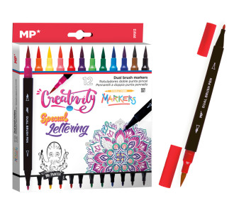 MP σετ χρωματιστών μαρκαδόρων PP913 με διπλή μύτη, 12τμχ