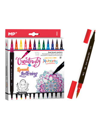 MP σετ χρωματιστών μαρκαδόρων PP913 με διπλή μύτη, 12τμχ