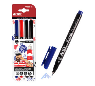 ARTIX PAINTS μαρκαδόρος σχεδίου PP928-01, μπλε/μαύρο/κόκκινο, 4τμχ