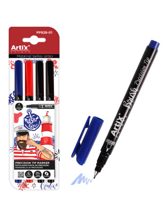 ARTIX PAINTS μαρκαδόρος σχεδίου PP928-01, μπλε/μαύρο/κόκκινο, 4τμχ