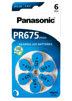 PANASONIC μπαταρίες ακουστικών βαρηκοΐας PR675, mercury free, 1.4V, 6τμχ