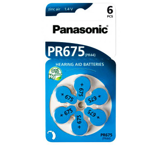 PANASONIC μπαταρίες ακουστικών βαρηκοΐας PR675, mercury free, 1.4V, 6τμχ