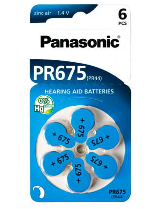 PANASONIC μπαταρίες ακουστικών βαρηκοΐας PR675, mercury free, 1.4V, 6τμχ PANASONIC μπαταρίες ακουστικών βαρηκοΐας PR675, mercury free, 1.4V, 6τμχ