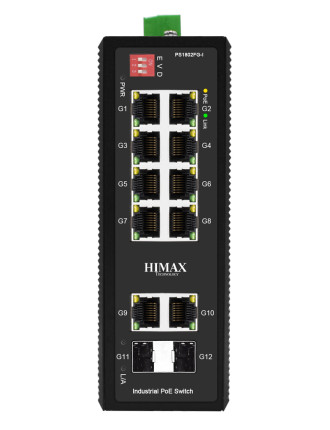 HIMAX industrial PoE switch PS1802FG-I, 8x GE PoE/2x GE/2x GF SFP θύρες, έως 1000Mbps