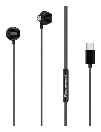 POWERTECH earphones με μικρόφωνο Prime, USB-C σύνδεση, 1.2m, μαύρα
