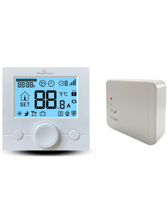POWERTECH ψηφιακός θερμοστάτης χώρου PT-1046, αερίου, RF, λευκός