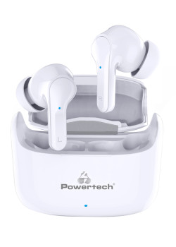 POWERTECH earphones με θήκη φόρτισης Soul, TWS, ANC, 45/400mAh, λευκά