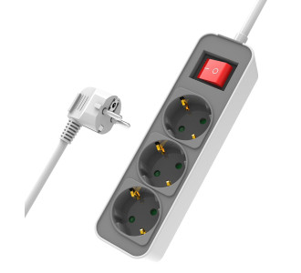 POWERTECH πολύπριζο ασφαλείας PT-1055, 3x schuko, 16A, 1.4m, λευκό