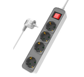 POWERTECH πολύπριζο ασφαλείας PT-1056, 4x schuko, 16A, 1.4m, λευκό