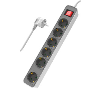 POWERTECH πολύπριζο ασφαλείας PT-1058, 6x schuko, 16A, 1.4m, λευκό