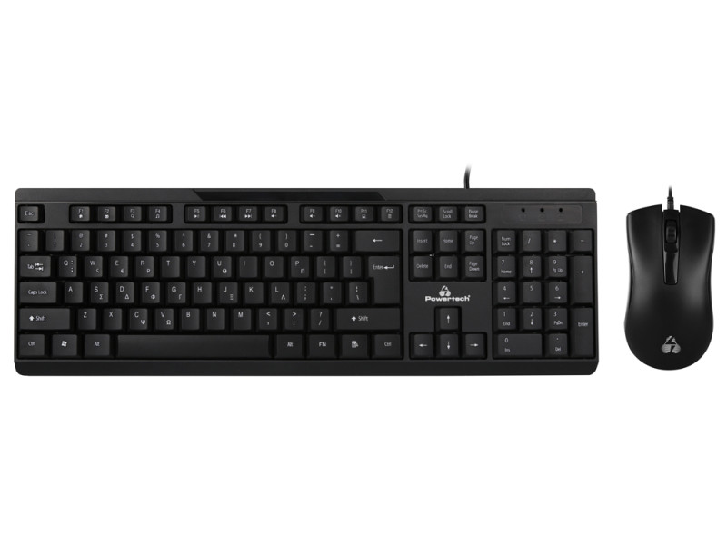 POWERTECH set ποντίκι & πληκτρολόγιο PT-1068, ενσύρματο, 1000DPI, μαύρο