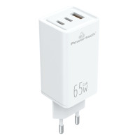 POWERTECH φορτιστής τοίχου PT-1094, USB & 2x USB-C, 65W, GaN, λευκός POWERTECH φορτιστής τοίχου PT-1094, USB & 2x USB-C, 65W, GaN, λευκός