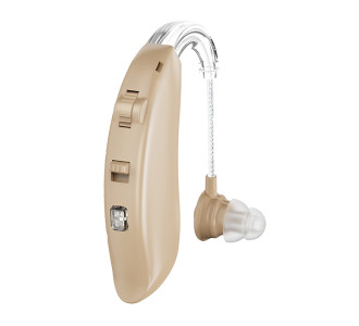 POWERTECH ακουστικό βαρηκοΐας PT-1095 με θήκη, επαναφορτιζόμενο, μπεζ